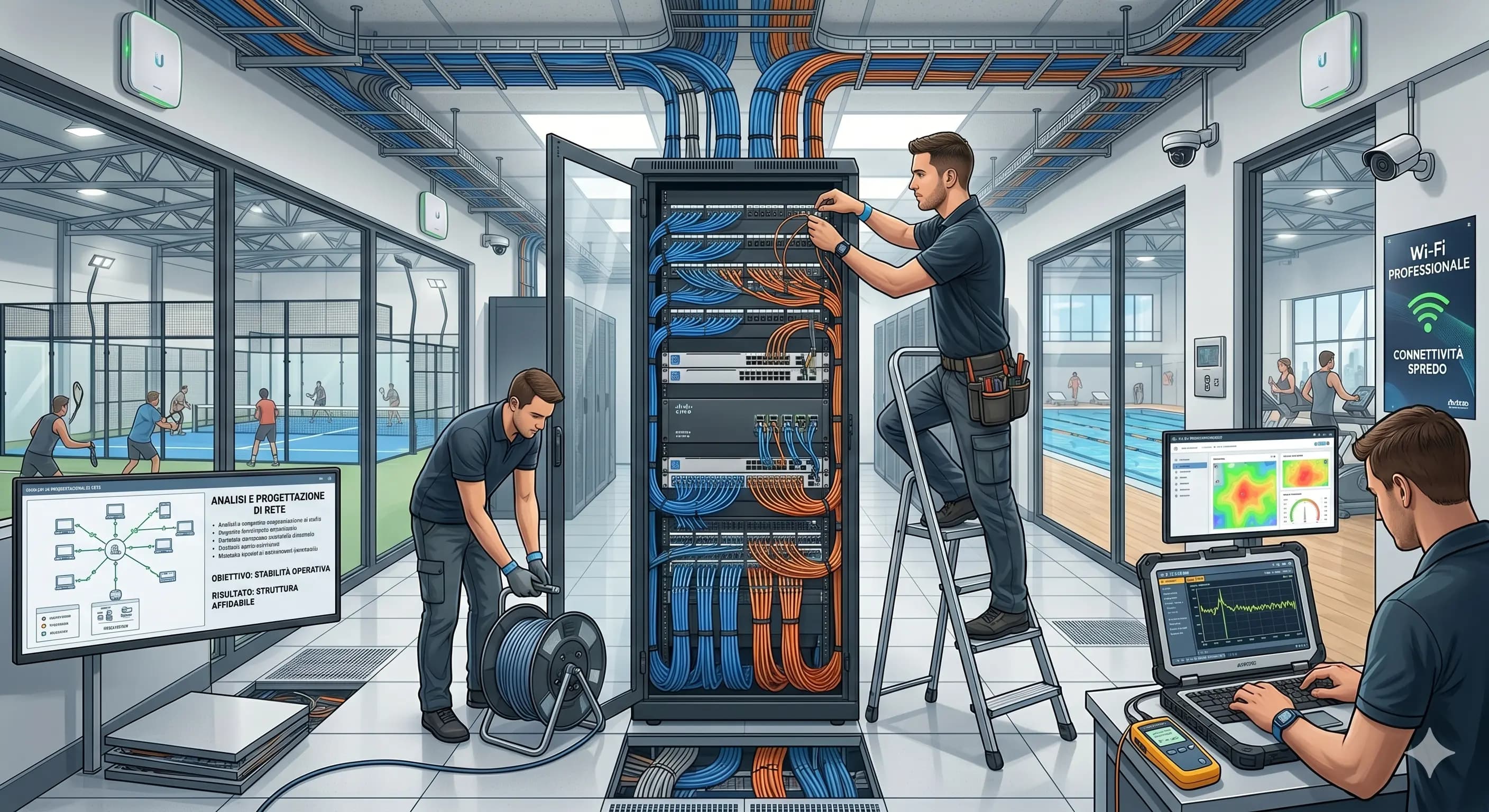 Connettività e rete per centro sportivo